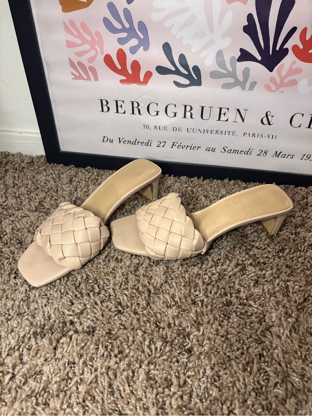 H&M Beige Woven Braided Heeled Sandals – Women’s 5.5 / EU 36 - Picture 2 of 5